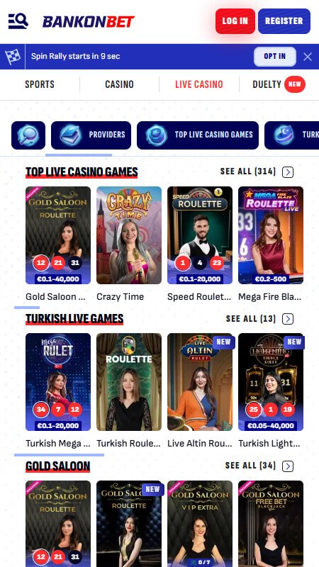 Bankonbet live casino