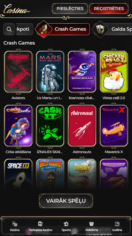 Casina kazino Crash spēles