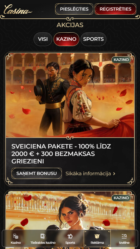 Casina kazino - Bonusi un akcijas