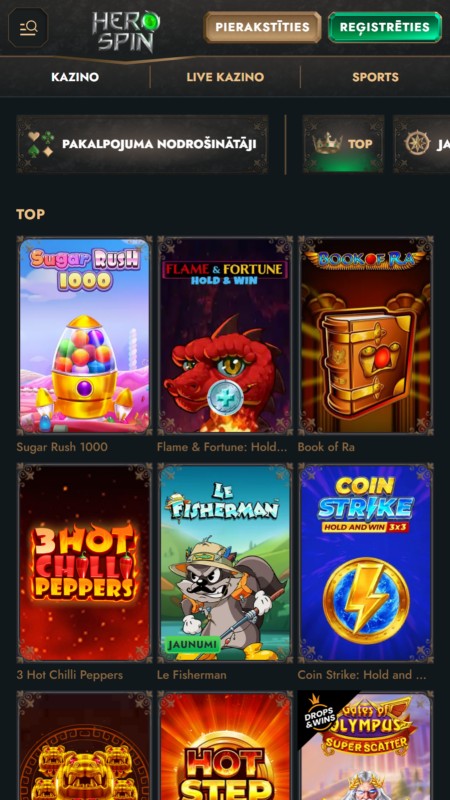 HeroSpin Top spēles