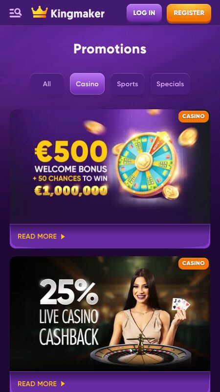 Бонусы и акции Kingmaker