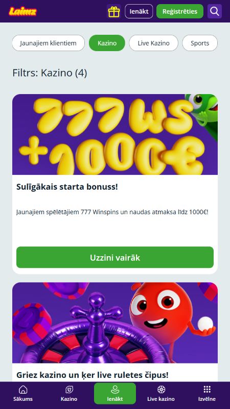 Laimz bonusi un akcijas