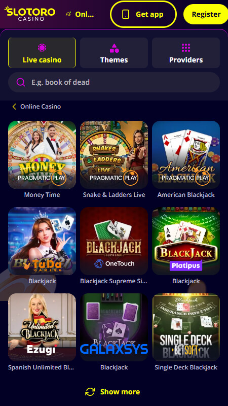 Slotoro live казино