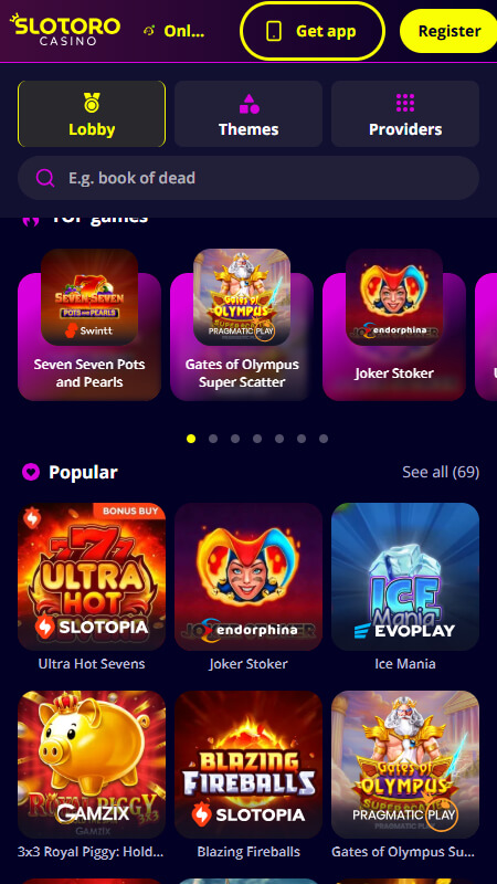 Slotoro казино игры