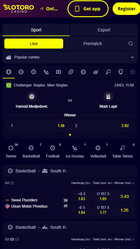 Slotoro live betting