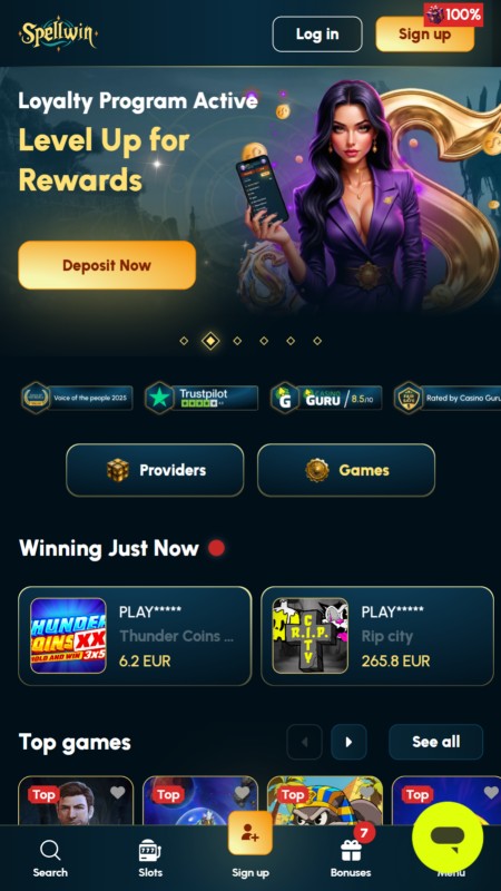 Spellwin home page vip