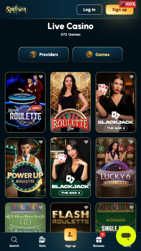 Spellwin live casino games