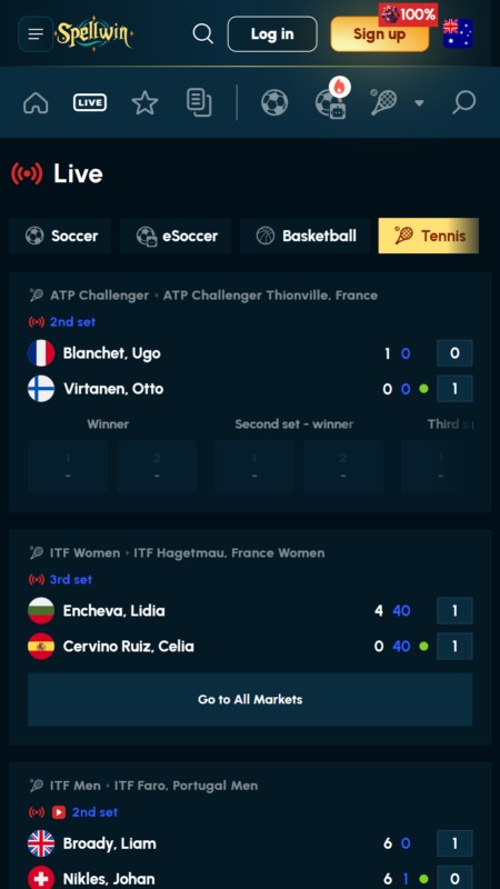 Spellwin live sport