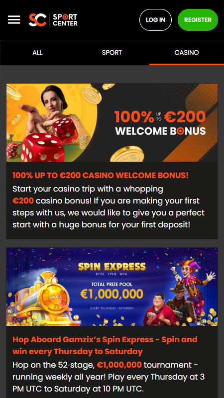 SportCenter casino bonuses
