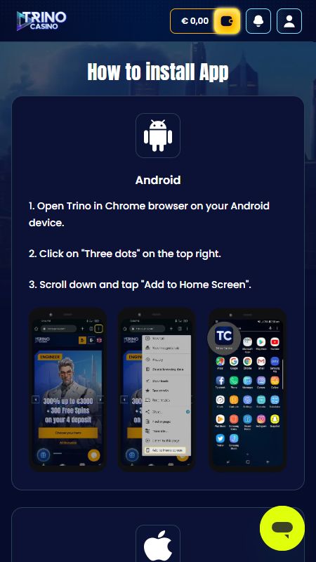 Lejupielādējiet TrinoCasino mobilo lietotni