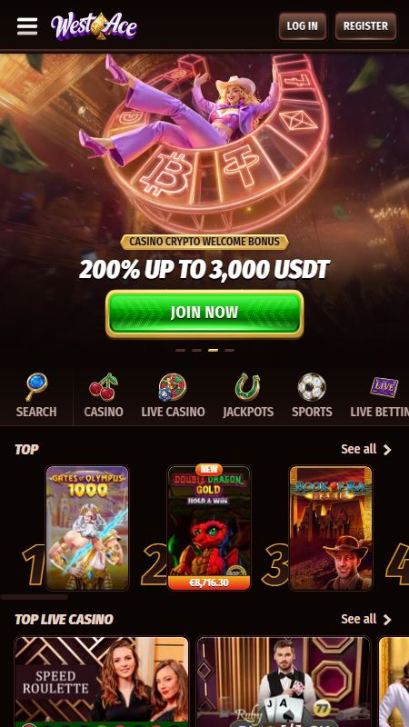 Tiešsaistes WestAce mājas lapa