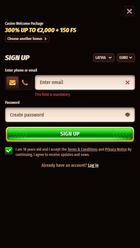 Konta izveide vietnē WestAce