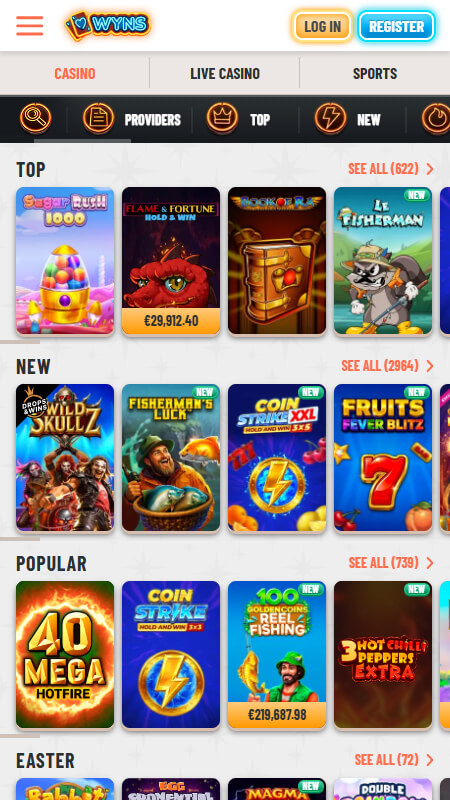 Wyns kazino games