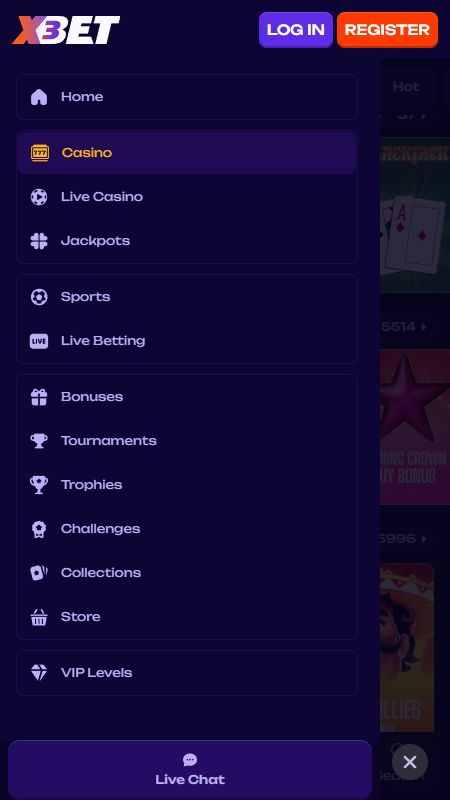 Izpētiet X3Bet vietnes pilnas izvēlnes iespējas