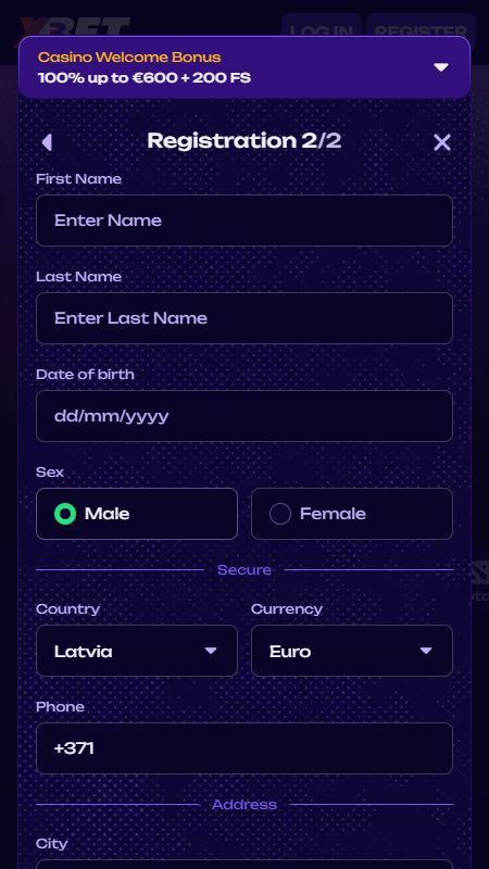 Konta izveide vietnē X3Bet