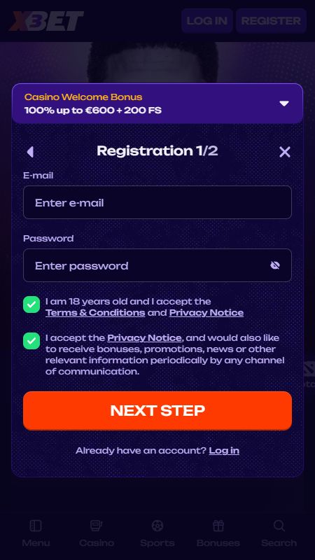 Konta izveide vietnē X3Bet