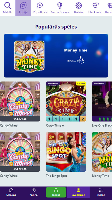 Laimz live casino Latvia