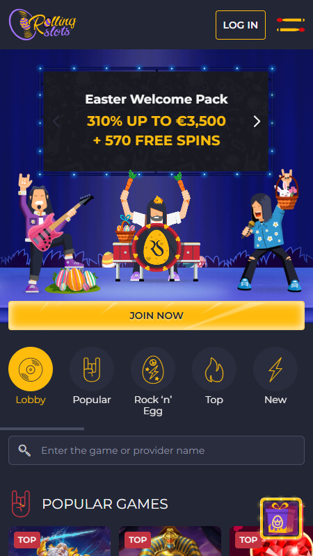 Rolling Slots main page