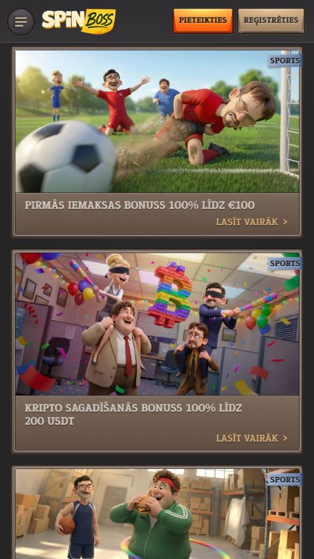 SpinBoss sporta bonuss un akcijas