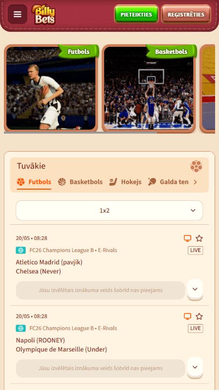 Likmes un peļņas norma Billybets derību vietnē