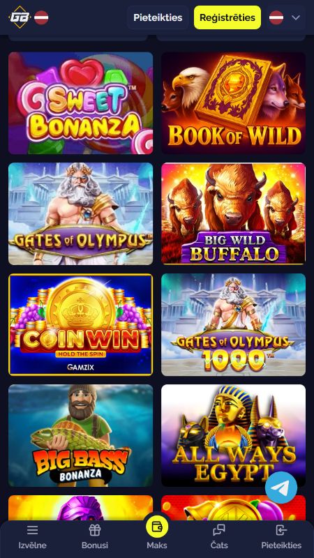 Goldbet spēļu izvēle un live kazino