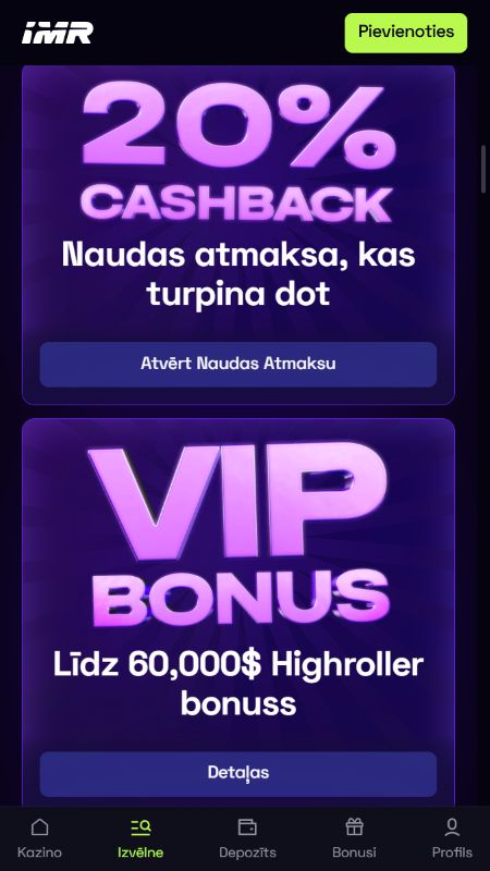 Immerion totalizatora bonusi un piedāvājumi