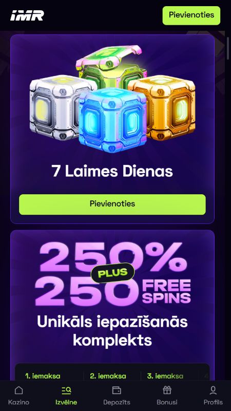 Immerion kazino bonusi un akcijas