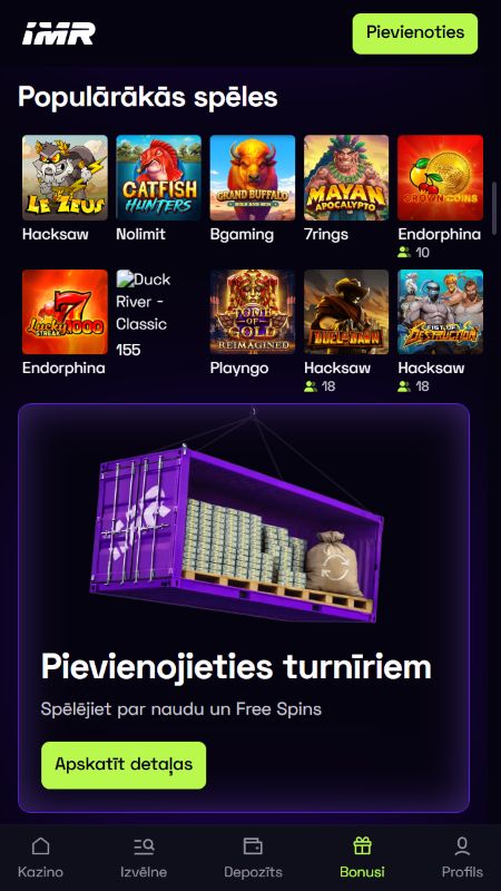 Immerion kazino spēļu piedāvājums
