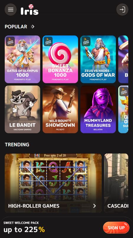 Iris Casino spēļu izvēle