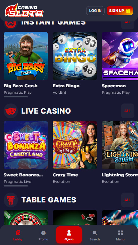 Slota Casino games at Latvia