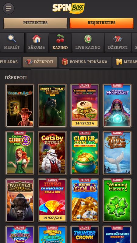 SpinBoss spēles ar džekpotiem