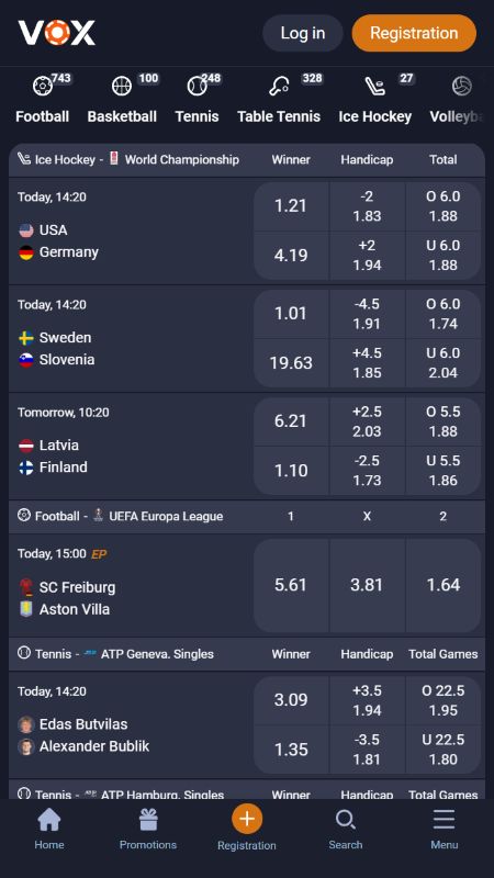 Spēles, uz kurām var likt likmes Latvijā ar VOX Bets