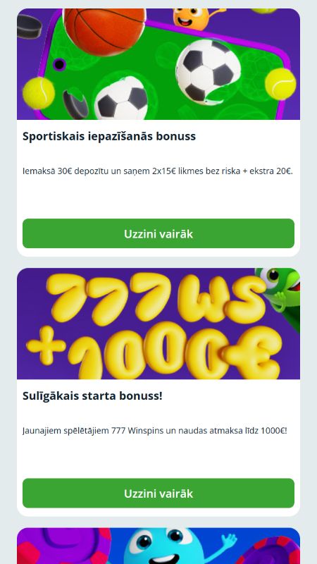 Kādi sporta bonusi ir pieejami Laimz