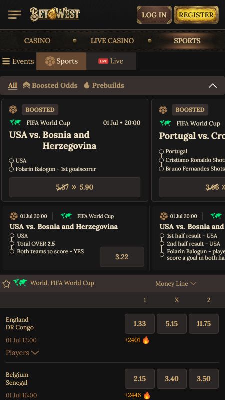 Veiciet likmes uz 2026. gada Pasaules kausu vietnē Betwest
