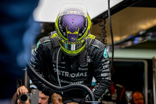 Lewis Hamilton, from United Kingdom competes for Mercedes. Race day for the F1 Abu Dhabi Grand Prix 2024.