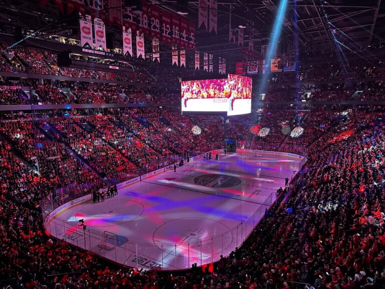 Montreal, Canada - February 15th, 2025. Fans gather at the Bell Centre during the 4 Nations Face-Off hockey game between Team Canada and Team USA