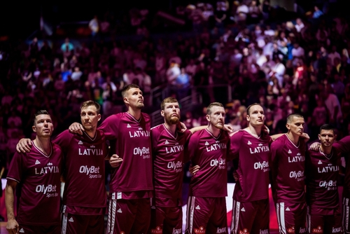 RIGA, LATVIA. 14th August 2025. Friendly basketball match between National men's team Latvia and National men's team Lithuania.